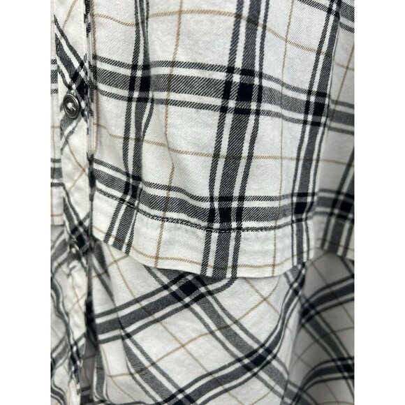 J Jill Blouse Top Size Large Plaid Flannel Button Down Oversized Long Sleeve - Picture 6 of 9
